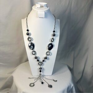Women’s Elegant Silver and Black Necklace